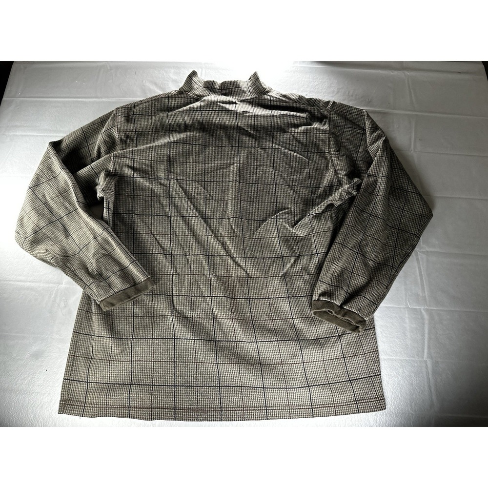 VTG L.L.Bean Mock Neck Windowpane Houndstooth Shirt Mens XL Beige USA Made - Picture 2 of 16